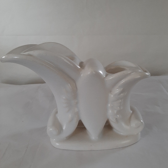 Double Lite Candlesticks Candle Holder White Glazed Ceramic 4.5" - Picture 9 of 9